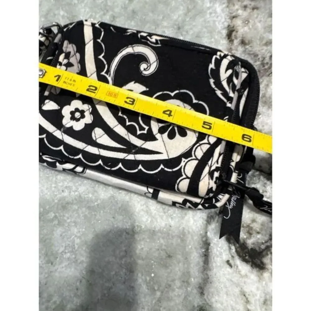 Vera Bradley 2 Zip Wallet Wristlet in Midnight Paisley Black Cream - Picture 5 of 7